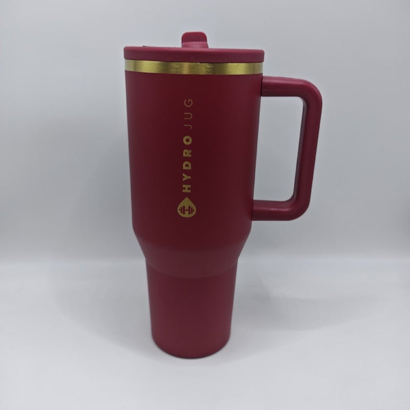 32OZ/40OZ Large Capacity Insulated Car Cup with Handle and Leak-Proof Lid, 304 Stainless Steel Thermal Tumbler, Red Strawberry