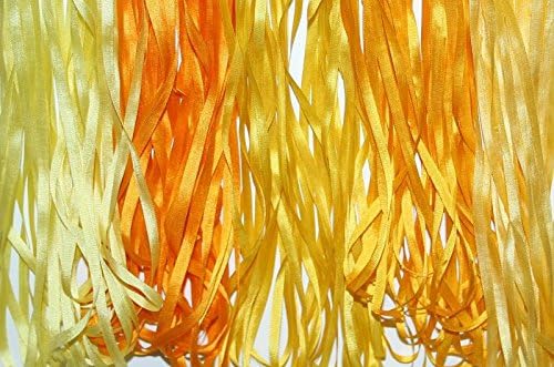 ThreadNanny 5 بكات من شريط الحرير 100% خالص للتطريز 4 مم × 55 ياردة بألوان صفراء - Image 2