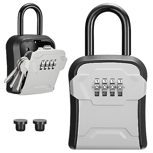 Puroma Lock Box, Key Lock Box Wall Mount & Portable Combination Lockbox with Resettable Code, Security Lockbox for Outside House Keys, Apartment Realtors Spare Keys Storage (1 Pack, Gray) - Image 1