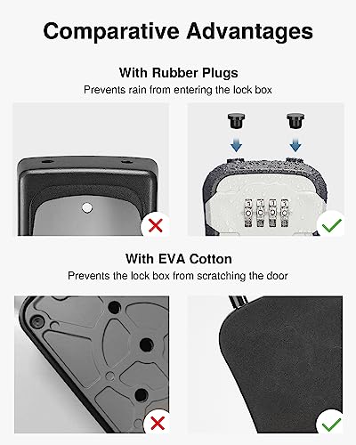 Puroma Lock Box, Key Lock Box Wall Mount & Portable Combination Lockbox with Resettable Code, Security Lockbox for Outside House Keys, Apartment Realtors Spare Keys Storage (1 Pack, Gray) - Image 5