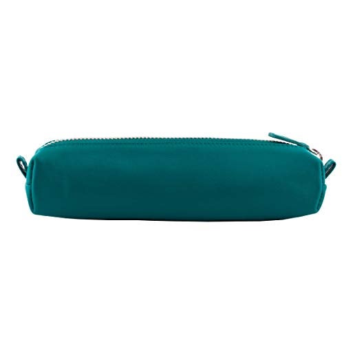 DiLoro Leather Zippered Fountain Ballpoint Rollerball Pens and Pencils Case Holder Pouch Genuine Full Grain Soft Nappa Leather (Turquoise Green) - Image 2