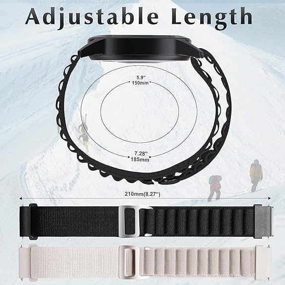 EDNITA 20mm SmartWatch Strap With Alpine Loop For Galaxy Watch 4/Watch 5 44mm,40mm/Watch 5 Pro 45mm/Galaxy Watch 6 44mm,40mm/Watch 5 Pro-Black-Pack Of 1 - Image 3