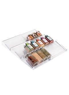 Arabest Expandable Plastic Deluxe Spice Rack, Drawer Organizer for Kitchen Cabinet Drawers, 3 Tier Slanted for Spice Jars, Food Seasoning Bottle Storage,  Collection  - Image 1