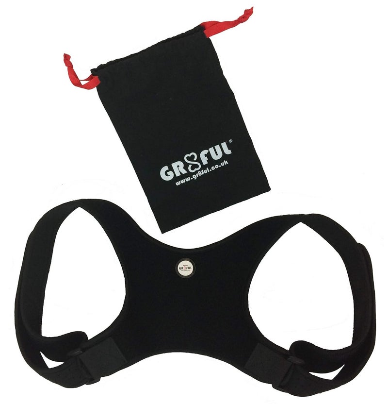 gr8ful Posture Corrector Physio Spinal Brace Men Women Kids Back Shoulder Neck Pain Relief Black 1 Size Adjustable Neoprene Discreet Design Fab for Sports Use - Image 2