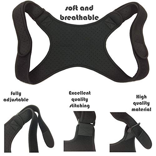 gr8ful Posture Corrector Physio Spinal Brace Men Women Kids Back Shoulder Neck Pain Relief Black 1 Size Adjustable Neoprene Discreet Design Fab for Sports Use - Image 4