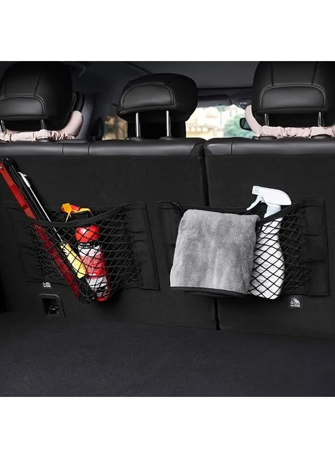 Black Car Trunk Organizer Bag SUV Back Seat Headrest Storage Net Space Saving Accessory - Image 5