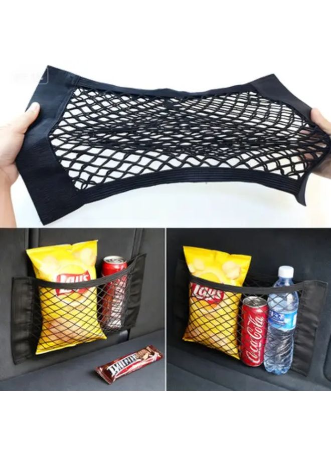 Black Car Trunk Organizer Bag SUV Back Seat Headrest Storage Net Space Saving Accessory - Image 1