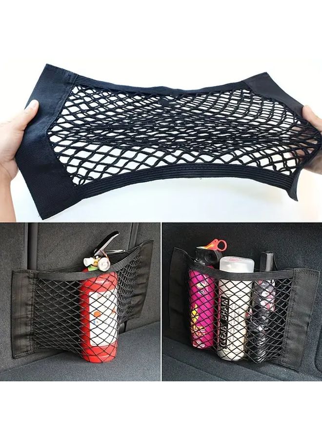 Black Car Trunk Organizer Bag SUV Back Seat Headrest Storage Net Space Saving Accessory - Image 2