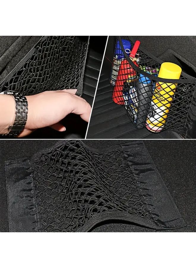 Black Car Trunk Organizer Bag SUV Back Seat Headrest Storage Net Space Saving Accessory - Image 4