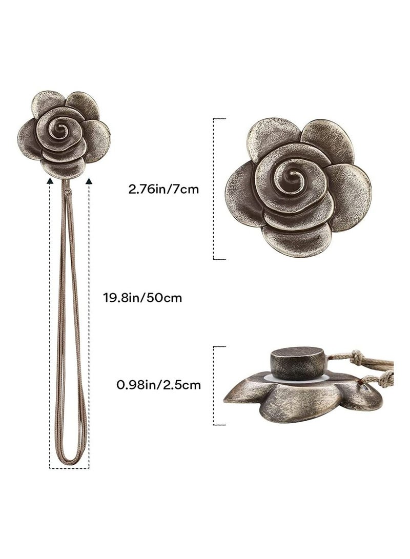 NIBEMINENT Curtain Ties Magnetic 2 Pack Resin Flower Tiebacks Vintage Drapery Holdbacks - Image 4