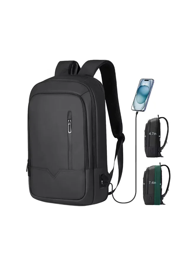 Mobcos Mobcos Back Pack Black 8228 Elite Laptop Backpack with USB Charging Port Waterproof Anti-Theft Business Travel Backpack for Men & Women, Slim Oxford Material Bag Work & College