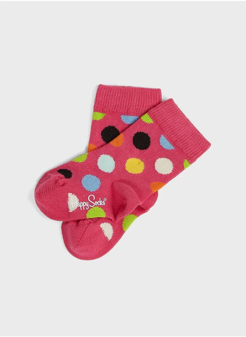 Happy Socks Kids 2 Pack Big Dot Crew Socks