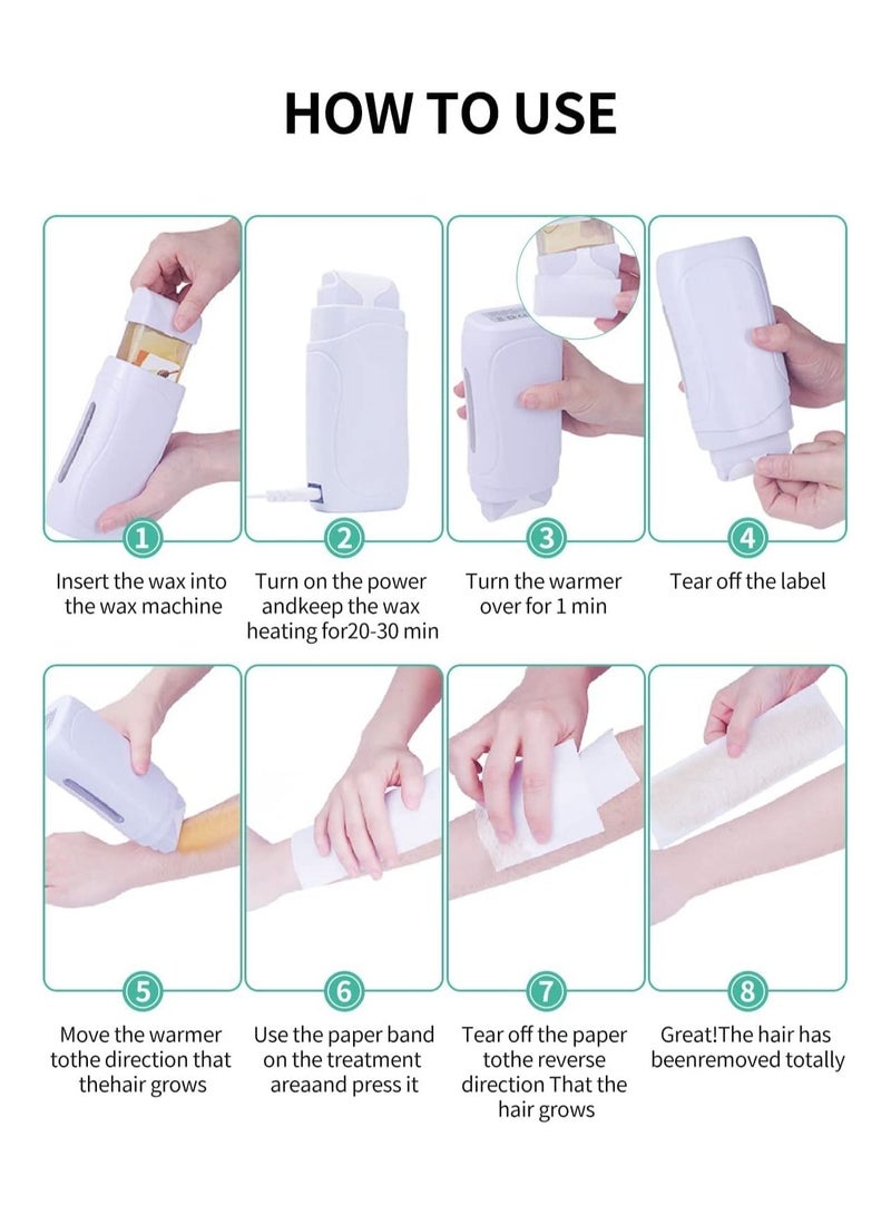 Generic Wax Roller Heater for Hair Removal, Roll-on Painless Hair Removal Portable 40W Wax Pot Hair Removal Device, Electric Roll On Wax Warmer for Legs, Arm, Underarm, Handheld Wax Heater for Salon Spa Home - Image 5