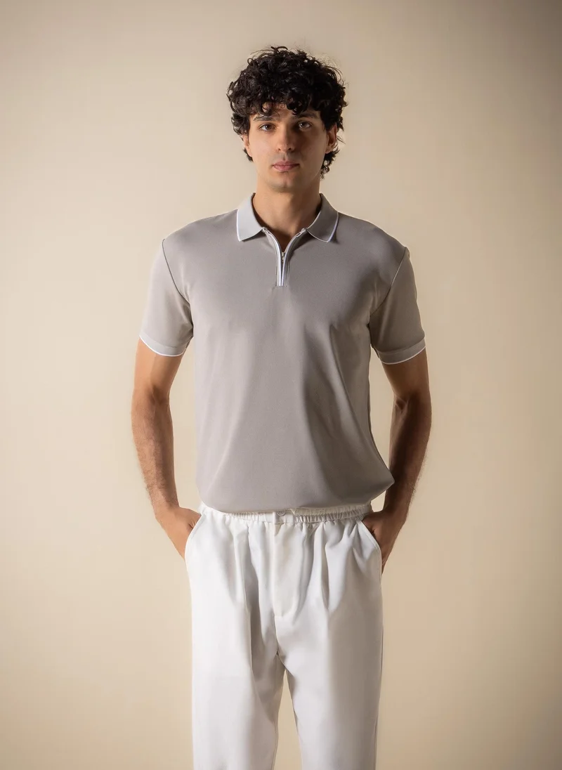 SHAPES CONTRAST RIB SLIM POLO SHIRT