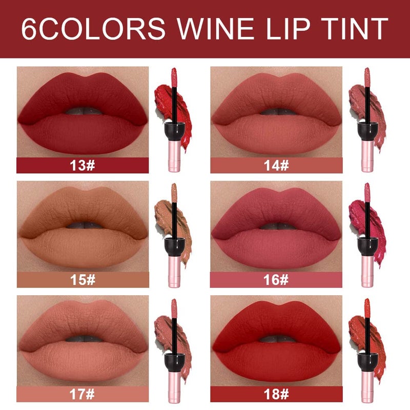 BINGBRUSH 6 Colors Matte Red Wine Liquid Lipstick Pack Set,Wine bottle Lip Gloss Tint Long Lasting 24 Hour Waterproof Velvet Nonstick Cup Lipgloss Lip Stain Pigmented Lip Makeup Gift Sets for Girls and Women - Image 2