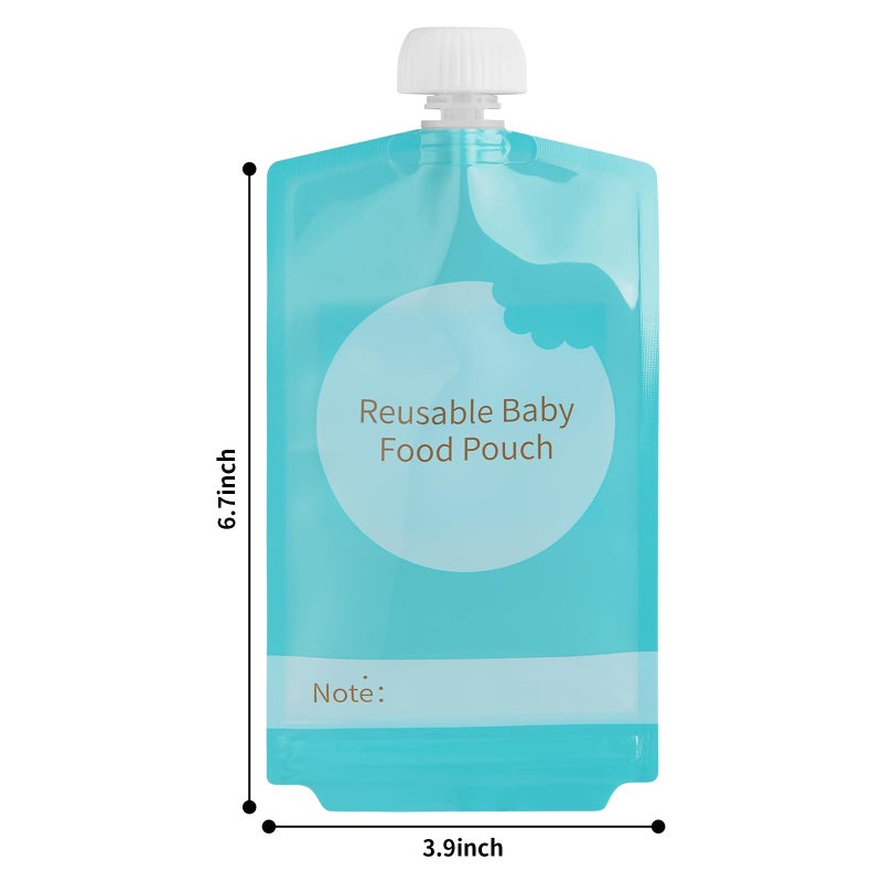 Kirecoo Reusable Baby Food Pouches - 12PCS 7oz Refillable Baby Food Storage Pouches, Squeeze Homemade Organic Applesauce Yogurt Smoothie Puree Storage for Kids Toddlers, Washable Freezer Safe - Image 2