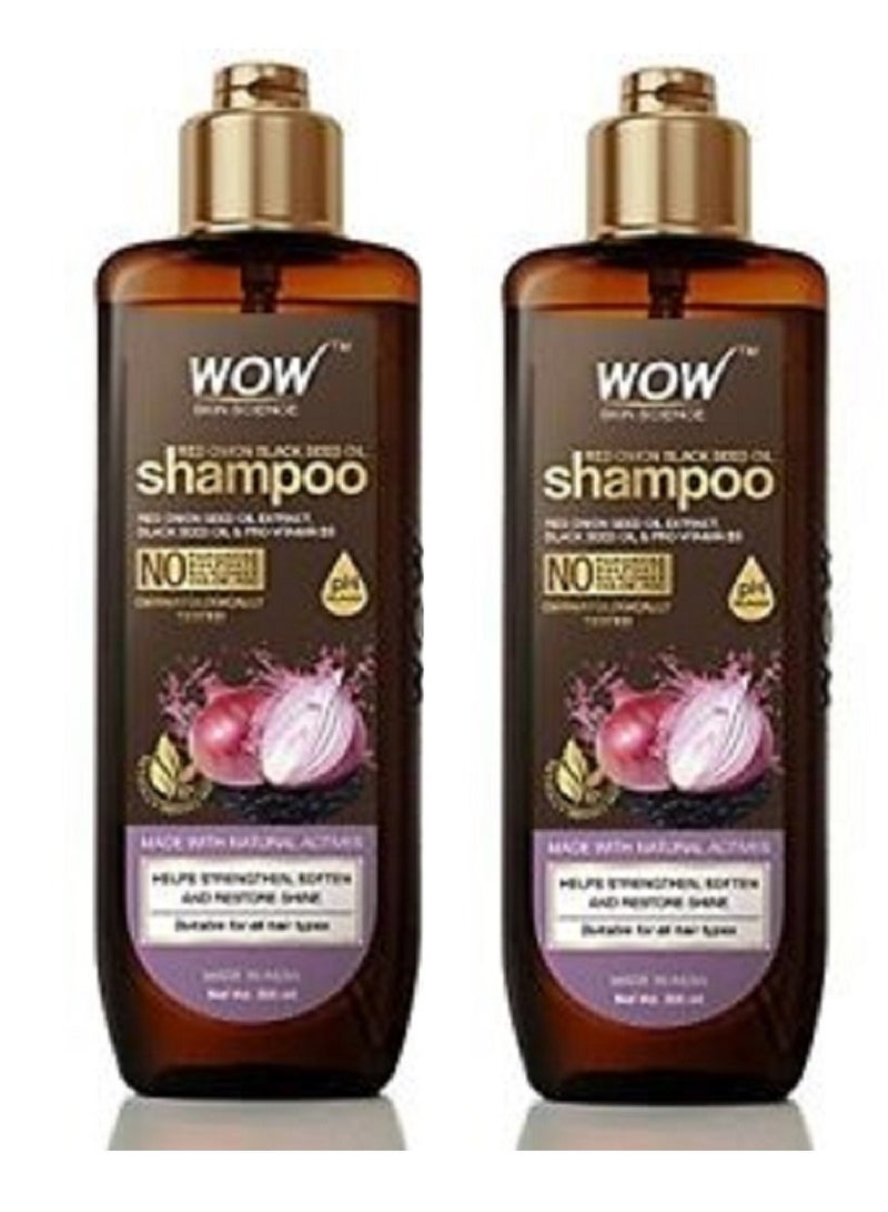 WOW Pack Of 2 Red Onion Black Seed Oil Shampoo 200ml x 2 - Image 1