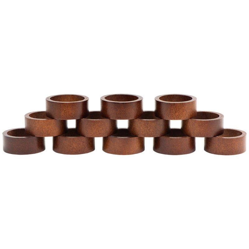 MEPERPER Napkin Rings Set of 12, Wooden Napkin Rings Artisan Crafted in India, Tabletop Decor - Image 1