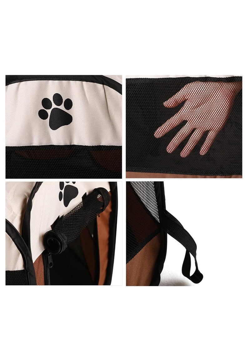 ECVV Pet Playpen Portable Foldable Dog Playground Exercise Kennel Tent With Ventilated Mesh Pets Tent For Puppies Dogs Cats Rabbits Indoor Outdoor Using Brown - Image 3