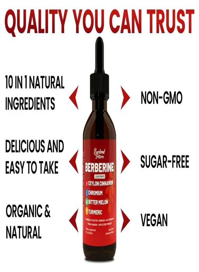 Burdvmd Trttvre Berberine Drops with Ceylon Cinnamon Supplement, Berberine HCL, Chromium, Bitter Melon & Turmeric Liquid Drops for Immune Health & Metabolic Support, Fast Absorption - 4 fl oz - Image 3