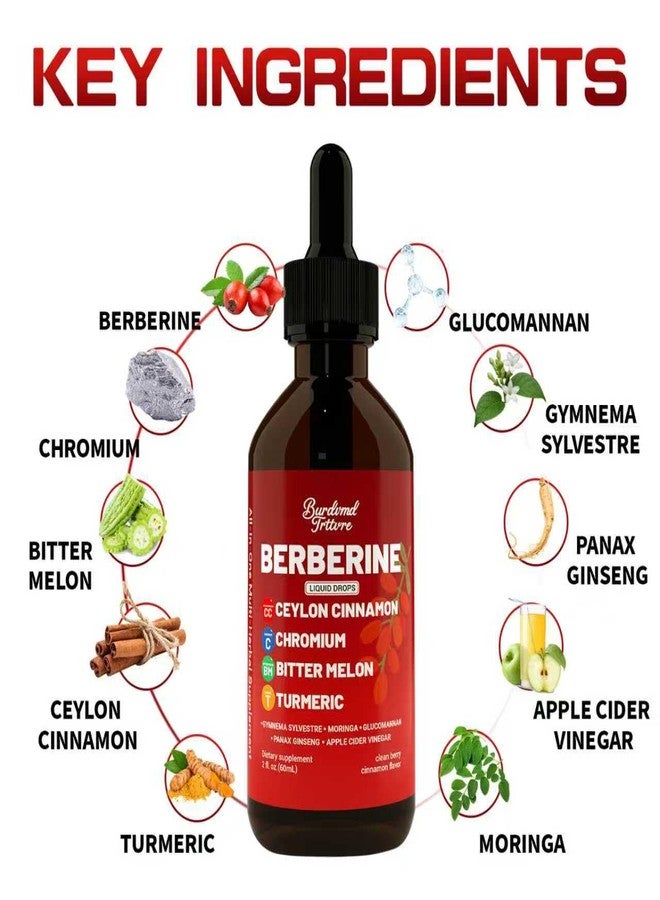 Burdvmd Trttvre Berberine Drops with Ceylon Cinnamon Supplement, Berberine HCL, Chromium, Bitter Melon & Turmeric Liquid Drops for Immune Health & Metabolic Support, Fast Absorption - 4 fl oz - Image 2