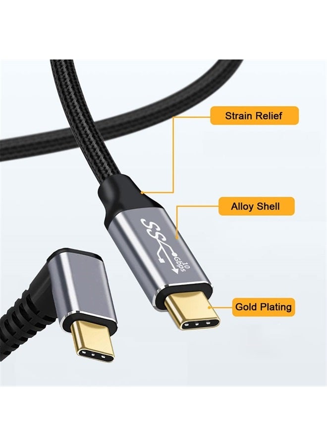 NFHK 90 Degree Up Down Angled Type-C USB-C Male to Male USB3.1 10Gbps 100W Data Cable for Laptop Phone 200CM - Image 2