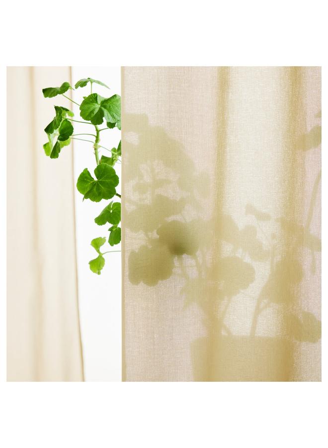 erorex Sheer curtain, 1 piece, beige/with heading tape, 300x300 cm - Image 3