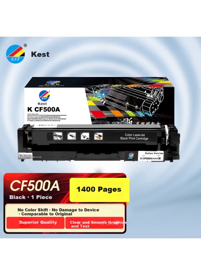 Kst K Cf500a/crg054 Non-refillable Toner Cartridge Compatible With Hp M254dw/m254nw/m280nw/m281fdn/m281fdw Printer 1400 Pages Black Network Version - Image 1