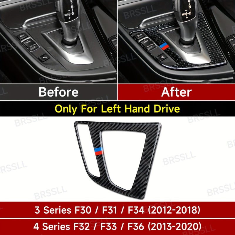 Carbon Fiber Gear Shift Panel Set for BMW 3 Series 2012 2018 4 Series 2013 2020 Black Interior Accessory Durable Stylish Left Hand Drive - Image 1