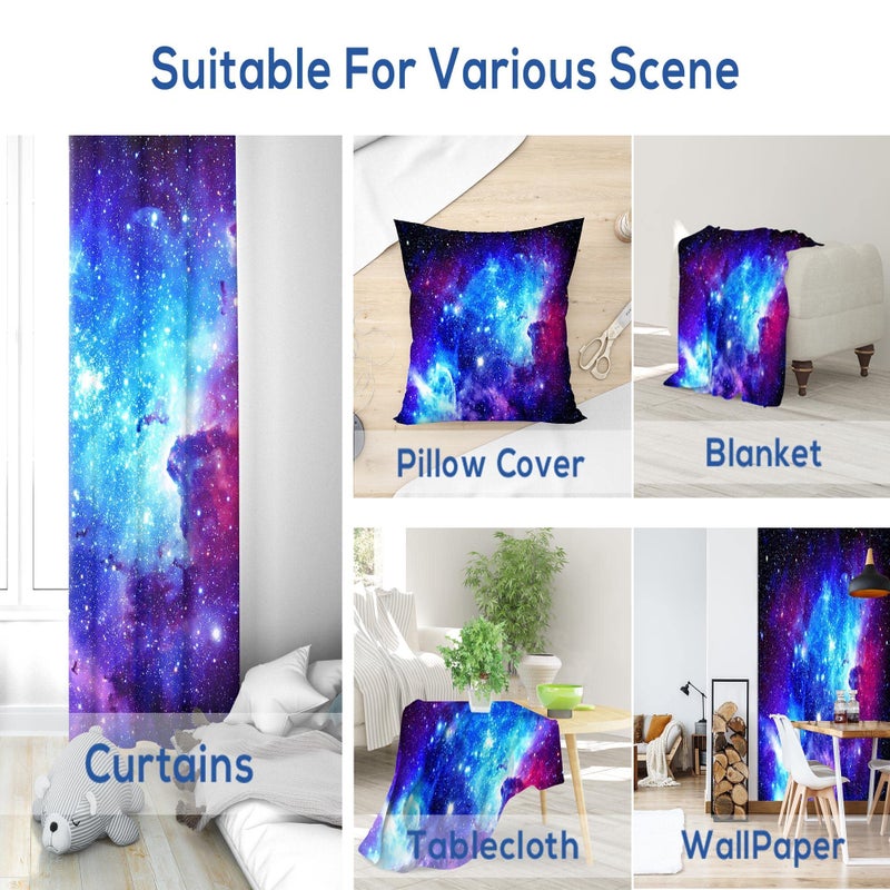 Riyidecor Galaxy Outer Space Nebula Curtains (2 Panels 42 x 63 Inch) Blue Rod Pocket Universe Planets Boys Fantasy Starry Black Art Printed Living Room Bedroom Window Drapes Treatment Fabric WW-CLLE - Image 5