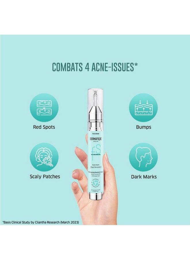 Dermafique Acne Avert Spot Corrector Face Serum with 2.5% Azelaic Acid, 15 ml, Serum for Oily - Acne Prone Skin, Dermatologist Tested on Indian Skin, Reduces Acne Severity in One Day*, For Women & Men - Image 4