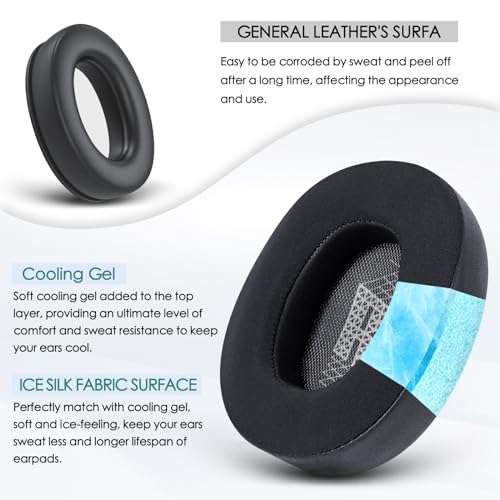 G GVOEARS GVOEARS Cooling Gel Replacement Ear Pads for JBL Live 650/660BTNC E65BTNC Headphone, Ear Pads with Memory Foam and Breathable ICE Silk Fabric (Black) - Image 4
