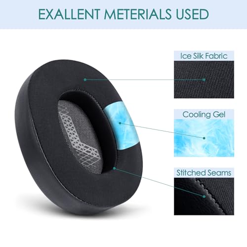 G GVOEARS GVOEARS Cooling Gel Replacement Ear Pads for JBL Live 650/660BTNC E65BTNC Headphone, Ear Pads with Memory Foam and Breathable ICE Silk Fabric (Black) - Image 3