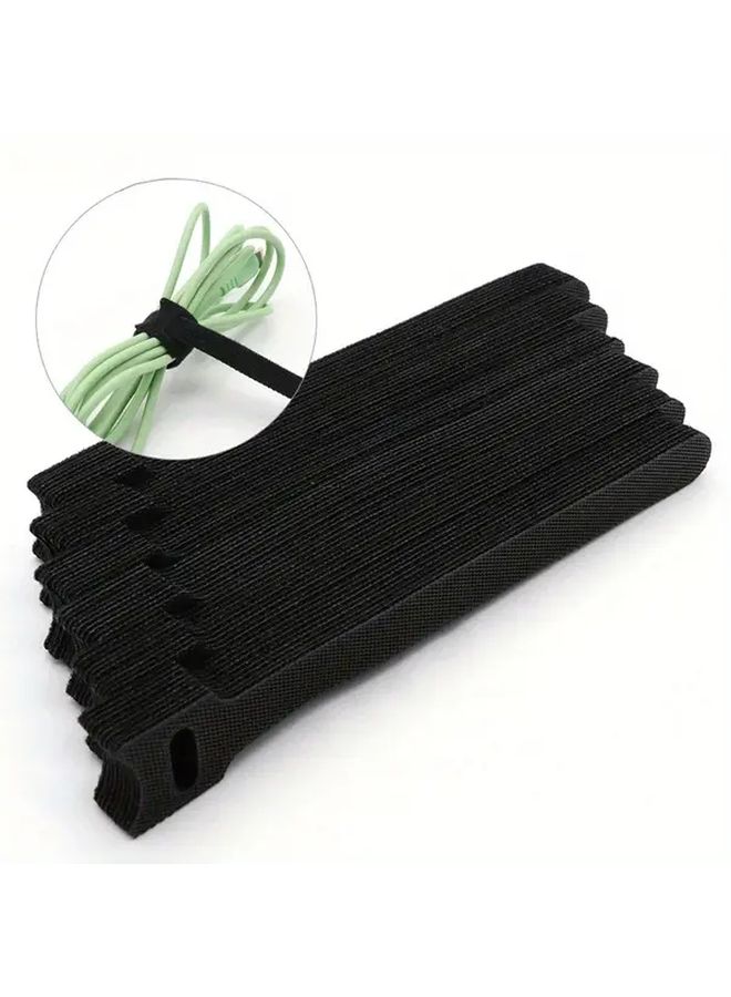 50 Pcs Black Nylon Releasable Cable Ties Hook Loop Straps Wire Organizer 150mm - Image 1