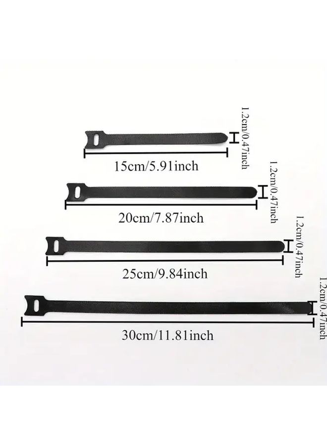 50 Pcs Black Nylon Releasable Cable Ties Hook Loop Straps Wire Organizer 150mm - Image 2