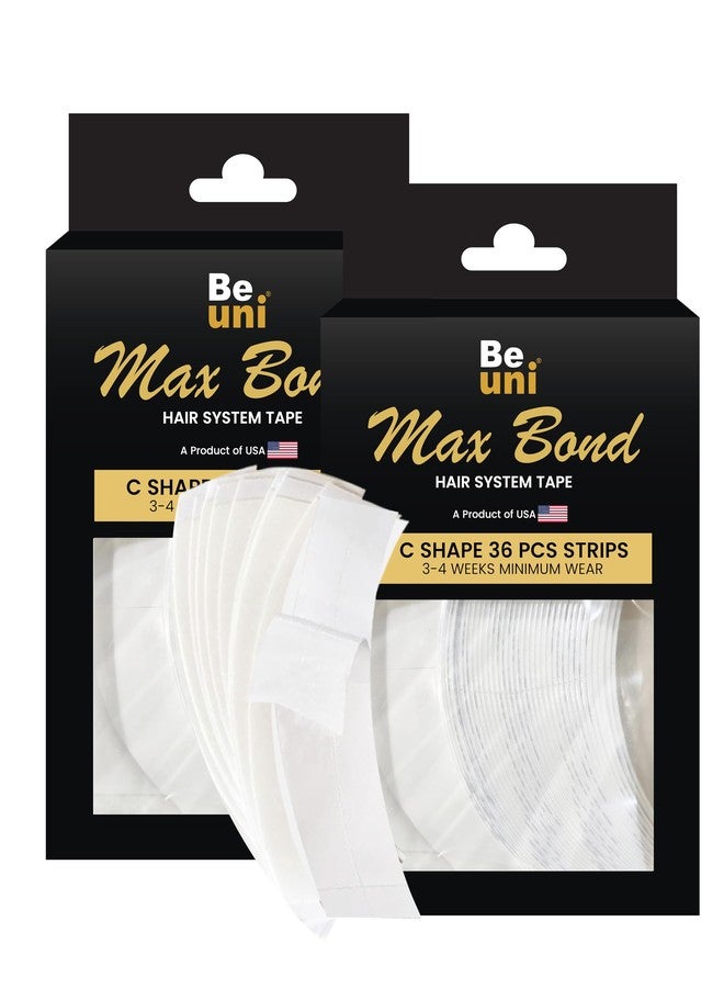 Beuni Max Bond Hair Patch Tape for Men | Super Ultra Hold 2-4 Weeks | No Shine Wig Tape for Men | Waterproof, Skin Safe Medical Grade Adhesive | 72 Strips (2 Packs) - Image 1