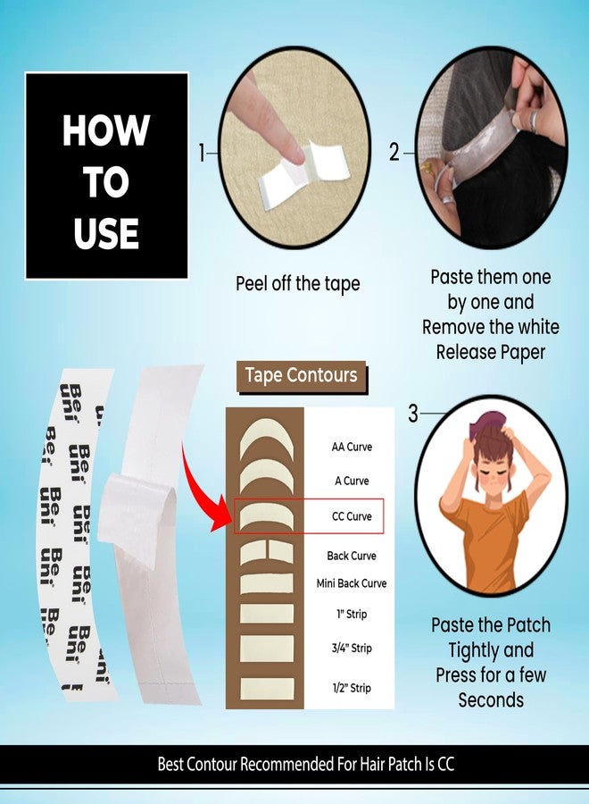 Beuni Max Bond Hair Patch Tape for Men | Super Ultra Hold 2-4 Weeks | No Shine Wig Tape for Men | Waterproof, Skin Safe Medical Grade Adhesive | 72 Strips (2 Packs) - Image 5