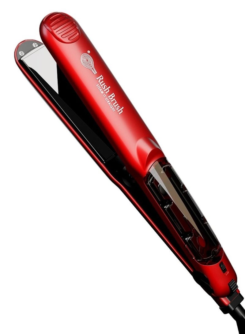 Rush Brush Steamer Hair Straightener - Red