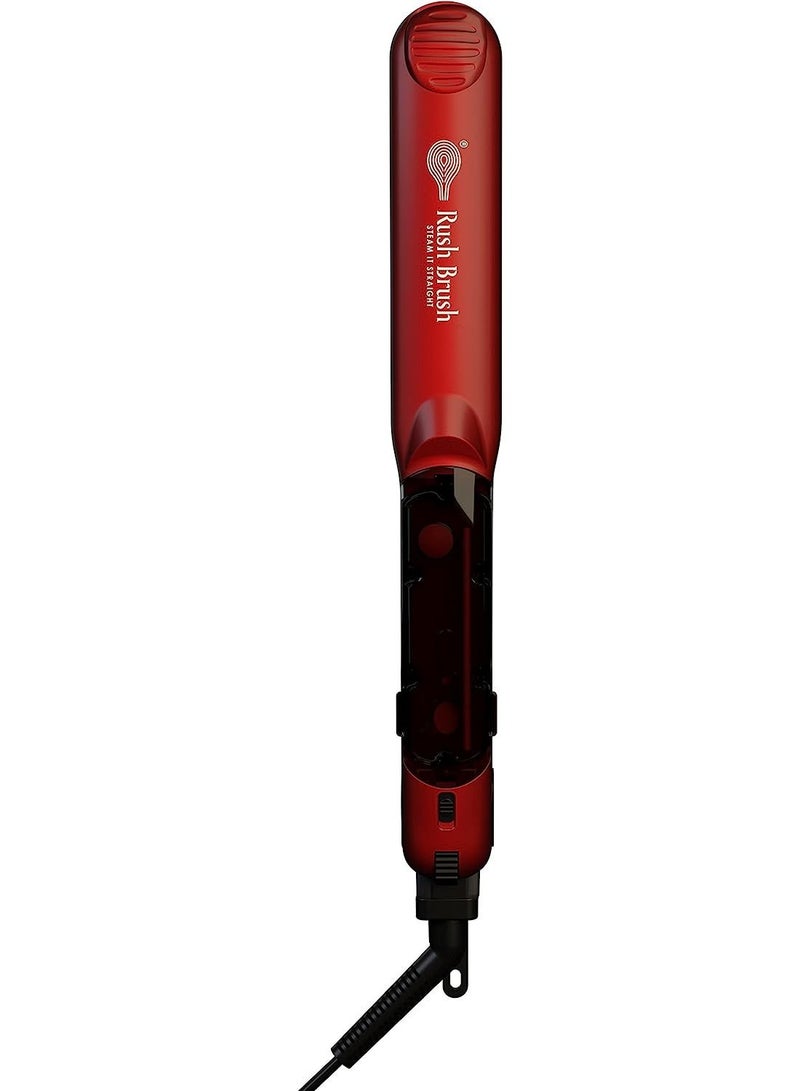 Rush Brush Steamer Hair Straightener - Red
