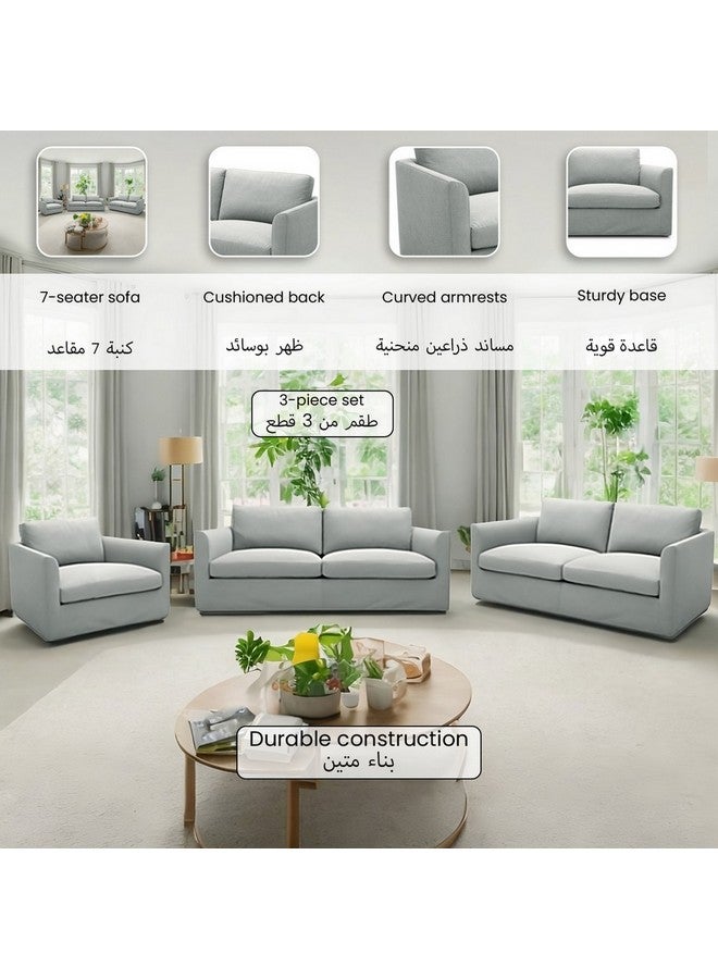 كوكا طقم كنب تصميم أنيق وعصري 7 أماكن جلوس بوليستر رمادي 85 × 109 × 225 سم KF.2635-B - Image 2