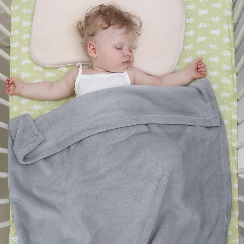 KMUSET Kids Blanket for Boys Girls 30x40 inches, Soft Cozy Fuzzy Swaddle Throw Blanket, Small Fleece Blanket for Crib Stroller, Grey - Image 4