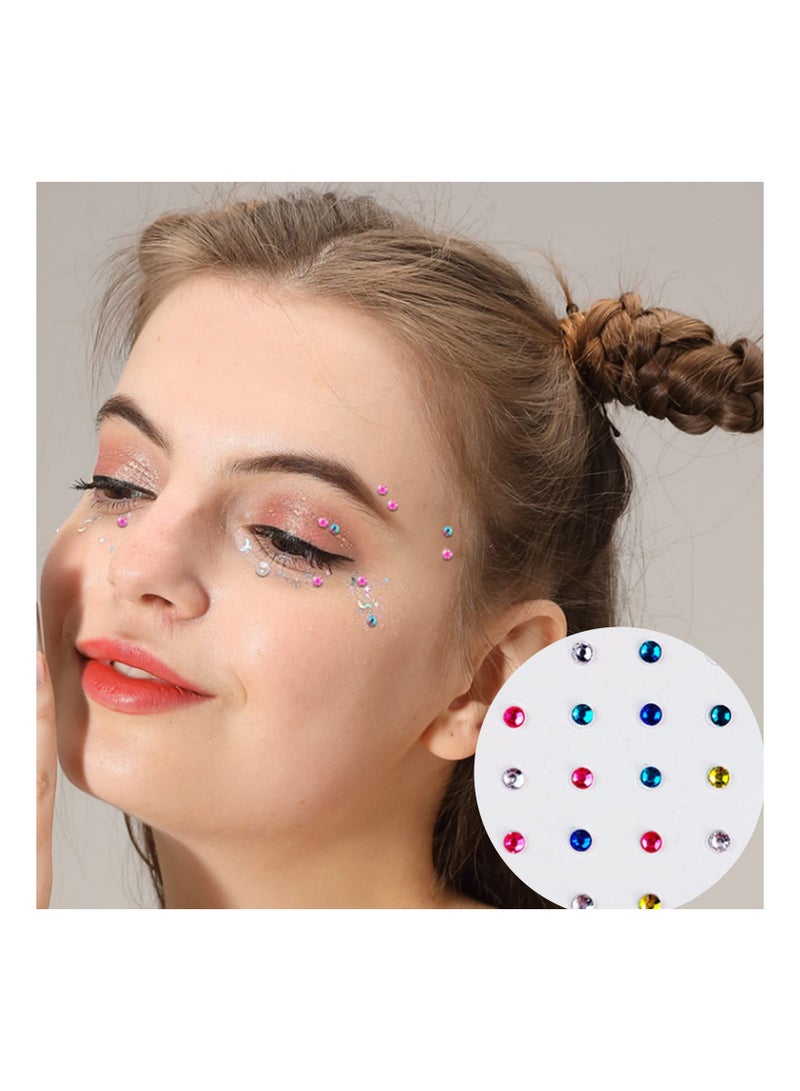 SYOSI 3 Sheets Face Jewels Stickers Gems On Eye Forehead Rhinestones Tears Rainbow Star Diamond for Nail Decoration Festival Party - Image 4