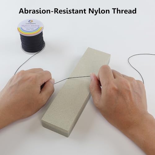 LUSTEMBER 0.8mm Nylon String, Strong Bracelet String, Durable Nylon Cord for Jewelry Making, Bracelets, Beading, Necklaces, Rattail Braiding, Kumihimo, Wind Chimes, Blinds and Handicrafts - Image 5