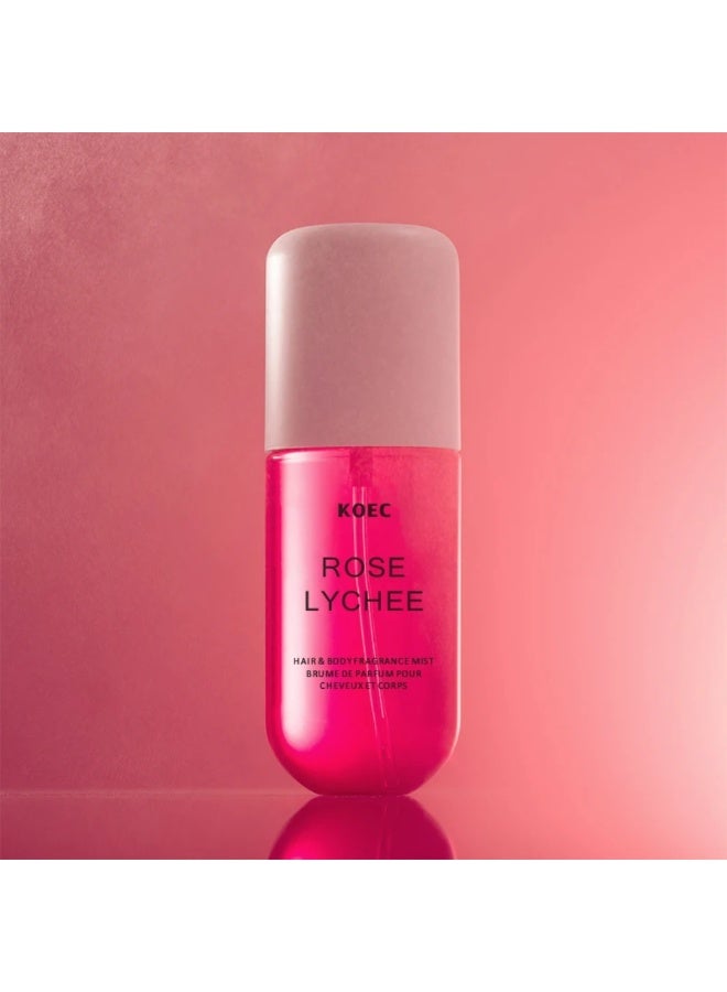 KOEC 50ml Rose Lychee Body and Hair Fragrance Mist Body Mist Spray Travel Size Long Lasting Perfume Haircare Refreshing Moisturizing Hydrating Soft Hair Care Spray - Image 2