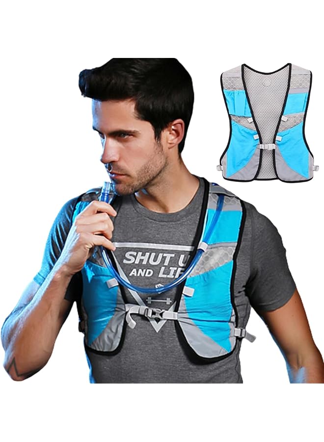 PROMASS سترة ترطيب للجري، سترة جري خفيفة الوزن للماراثون، مع جيوب متعددة سترة حقيبة ظهر قابلة للتعديل شريط عاكس، للدراجات والتسلق والمشي لمسافات طويلة حقائب الترطيب للجري - Image 1