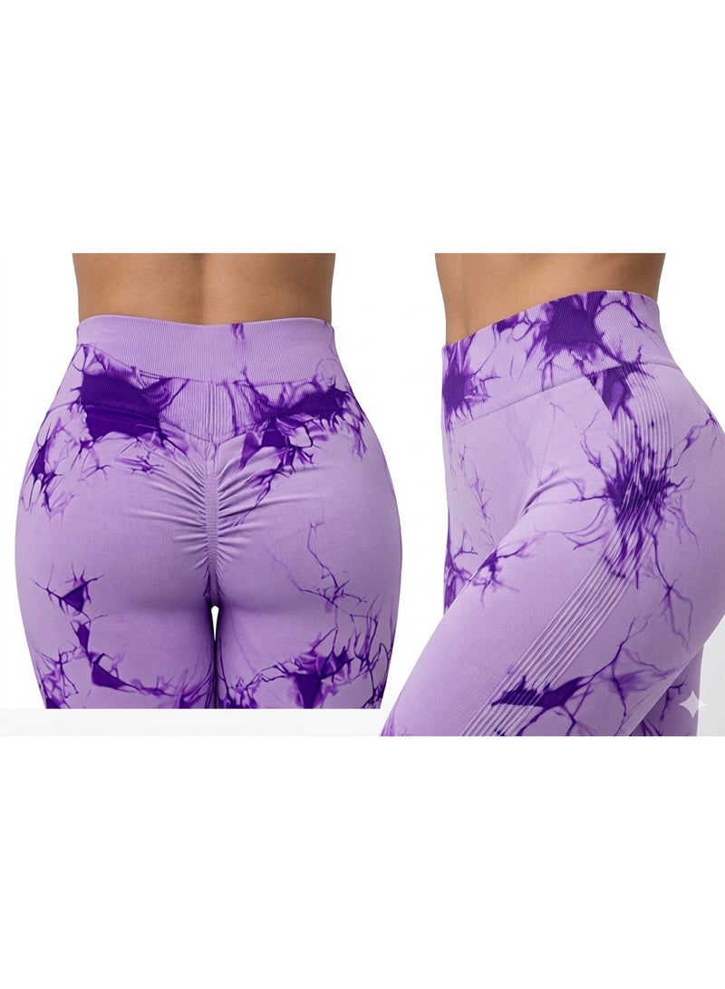 Women’s High-Waisted Marble Biker Shorts – Stretchy Gym & Yoga Leggings, Tummy Control, Above Knee Length, Soft Breathable Activewear - Image 2