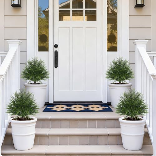 EverNature Artificial Cedar Topiary Ball Trees16 UV Resistant Fake Evergreen Shrubs Bushes Plants with Ground Spike 2 Set of Fake Plants for Outdoor Indoor Front Porch Garden - Image 3