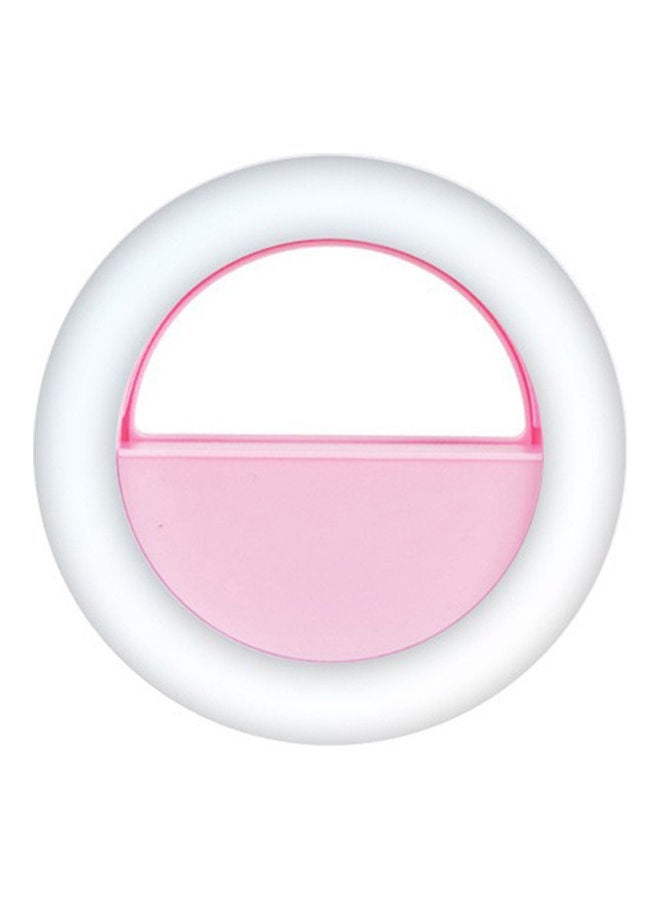 NIBEMINENT Smartphone Mini Selfie Ring Light Pink/White  - Image 1