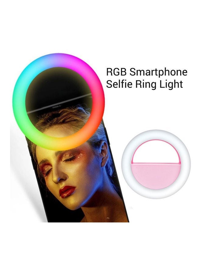 NIBEMINENT Smartphone Mini Selfie Ring Light Pink/White  - Image 4