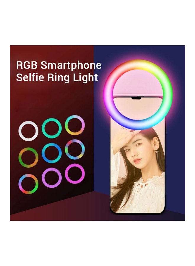 NIBEMINENT Smartphone Mini Selfie Ring Light Pink/White  - Image 5
